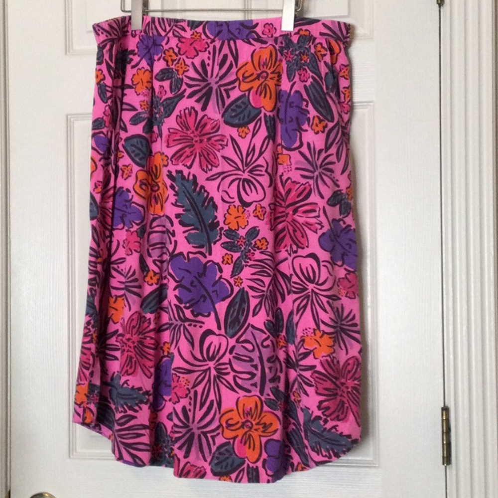 Vintage Fresh Produce long Avery Sketched Floral XXL skirt Flamingo pink in EUC